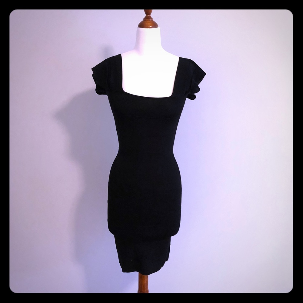 Flutter sleeve, mid knee bandage dress